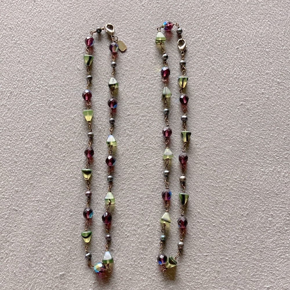 Purple and green choker necklaces